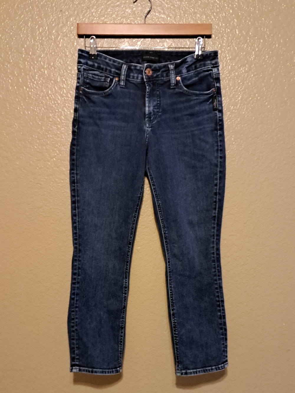 Size 29 Silver Jeans Dark Blue Skinny Stretch Capris